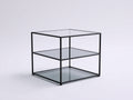 Beistelltisch aus Metall und Rauchglas 70×38×72 cm - Schwarz/Rauchgrau - 3 Ablageflächen mit abgerundetem Rahmen für Wohnzimmer