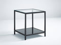 Beistelltisch mit runder Glasplatte Ø90×50 cm - Transparent/Schwarz - geometrisches Metallgestell für Wohnzimmer