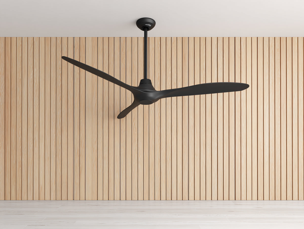 Deckenventilator mit 3 Flügeln Ø132×42 cm - Schwarz - schlanke aerodynamische Form für Wohnzimmer