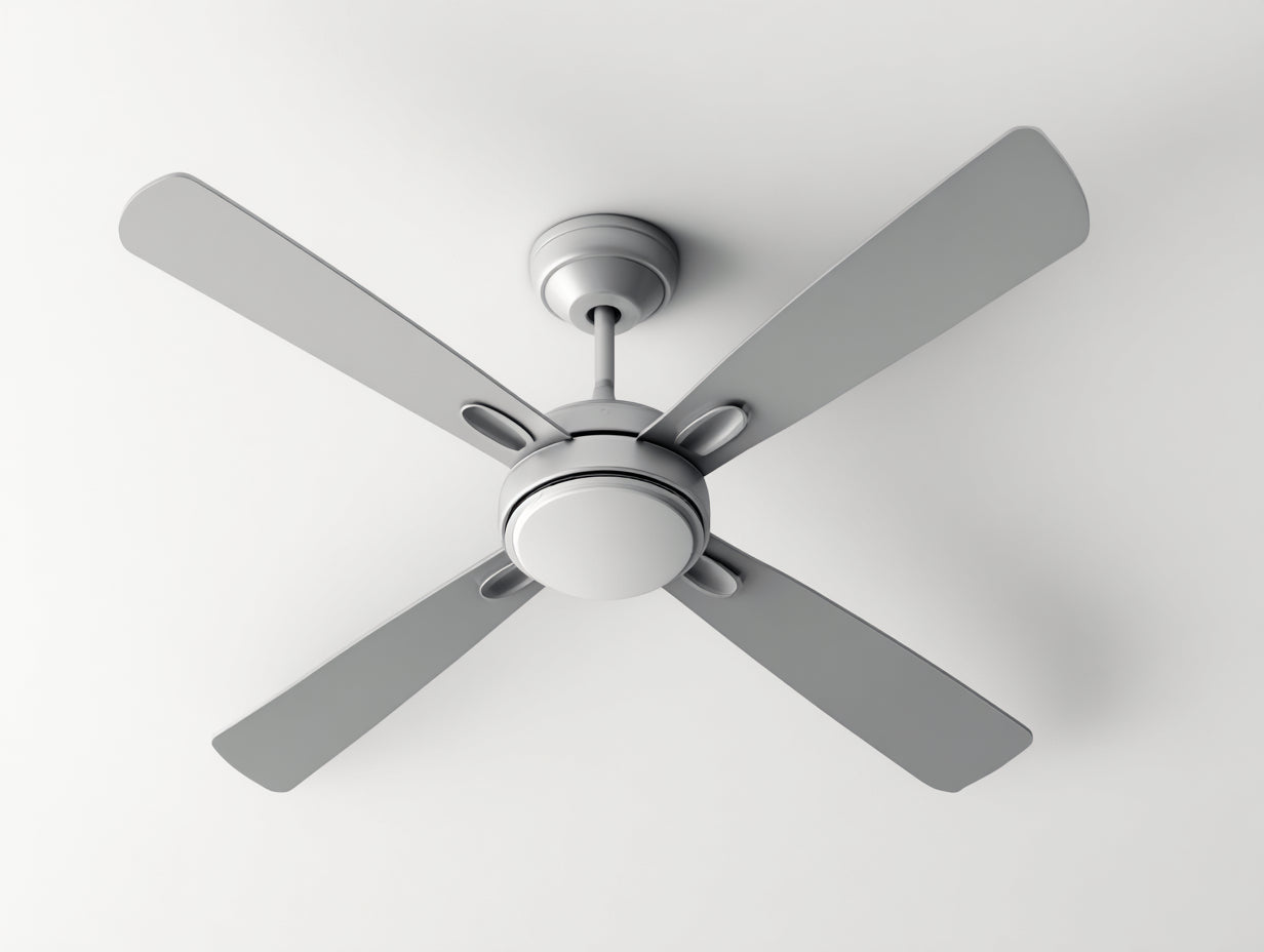 Deckenventilator aus Metall 120×120×34 cm - Silber - vier Flügel mit Licht für Wohnzimmer