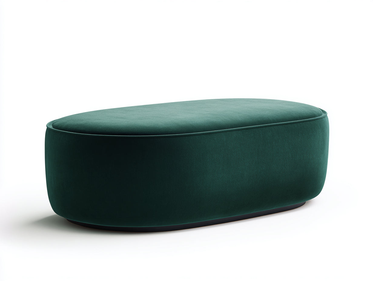 Polsterhocker aus Samtstoff 100×62×43 cm - Dunkelgrün/Schwarz - ovale Fußablage für Wohnzimmer
