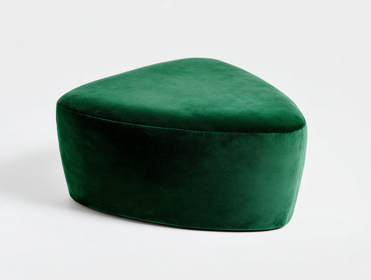 Polsterhocker aus Samtstoff 74×62×43 cm - Dunkelgrün - kompakte abgerundete Form für Wohnzimmer