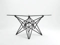 Runder Beistelltisch aus Glas und Metall Ø 100×48 cm - Transparent/Schwarz - geometrisches Sterngestell