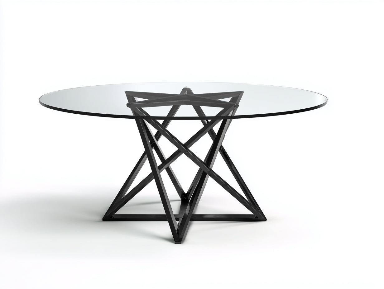 Beistelltisch aus Metall und Glas 60×60×60 cm - Schwarz/Transparent - dreistufige Ablage für Wohnzimmer