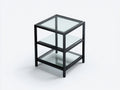 Beistelltisch aus Metall und Rauchglas 72×40×65 cm - Schwarz/Rauchgrau - 2 Ablageflächen im minimalistischen Rahmen für Wohnzimmer