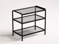 Beistelltisch aus Metall und Glas 50×45×62 cm - Schwarz/Transparent - zweistufig mit Griffrahmen für Wohnzimmer