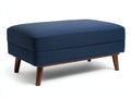 Polsterhocker aus Strukturstoff 92×68×44 cm - Dunkelblau/Dunkelbraun - breite Fußablage mit Holzgestell für Wohnzimmer