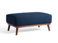 Polsterhocker aus Stoff und Holz 105×65×42 cm - Dunkelblau/Braun - breite Fußbank für Wohnzimmer
