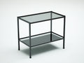 Beistelltisch aus Metall und Glas 45×45×58 cm - Schwarz/Transparent - quadratisch mit unterer Ablage für Wohnzimmer