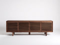 Lowboard aus Holz 190×43×62 cm - Dunkelbraun - horizontale Lamellenfront für Wohnzimmer