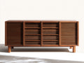 Lowboard mit Lamellenfront 180×40×66 cm - Dunkelbraun - geschlossenes TV-Möbel aus Holz